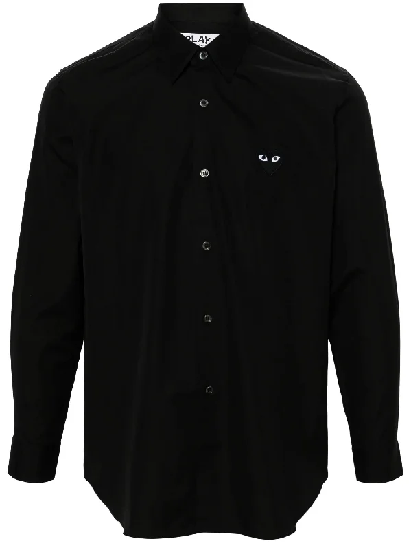 Unisex Long Sleeve Shirt Black Heart  - Black