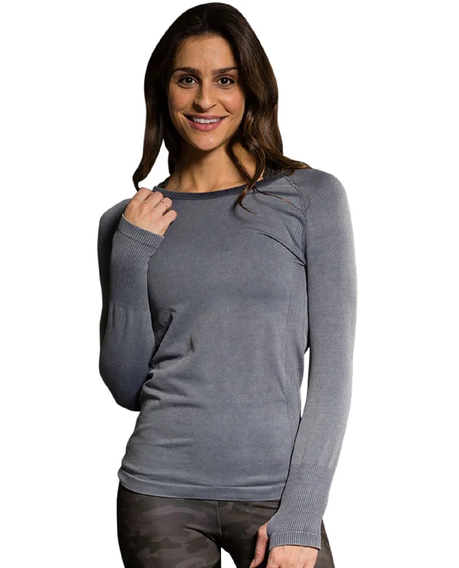 Onzie Slate Grey Seamless Stonewash Long Sleeve Top