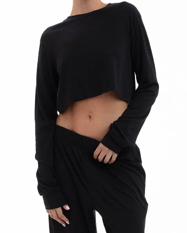 Long Sleeve Cropped Rib T-Shirt