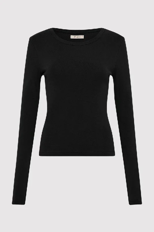 ORGANIC COTTON LONG SLEEVE TOP-BLACK