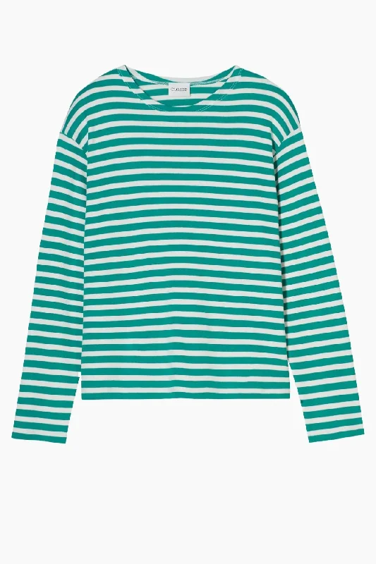 Closed Striped Long Sleeve T-Shirt - Meadow Green