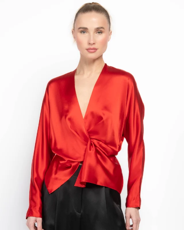 Long Sleeve Wrap Blouse