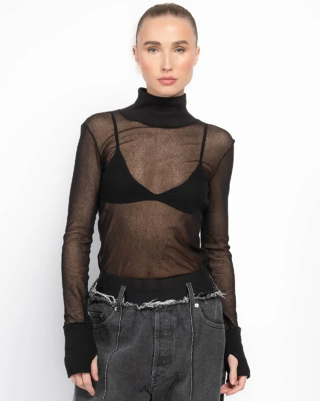 Mesh Long Sleeve Turtleneck