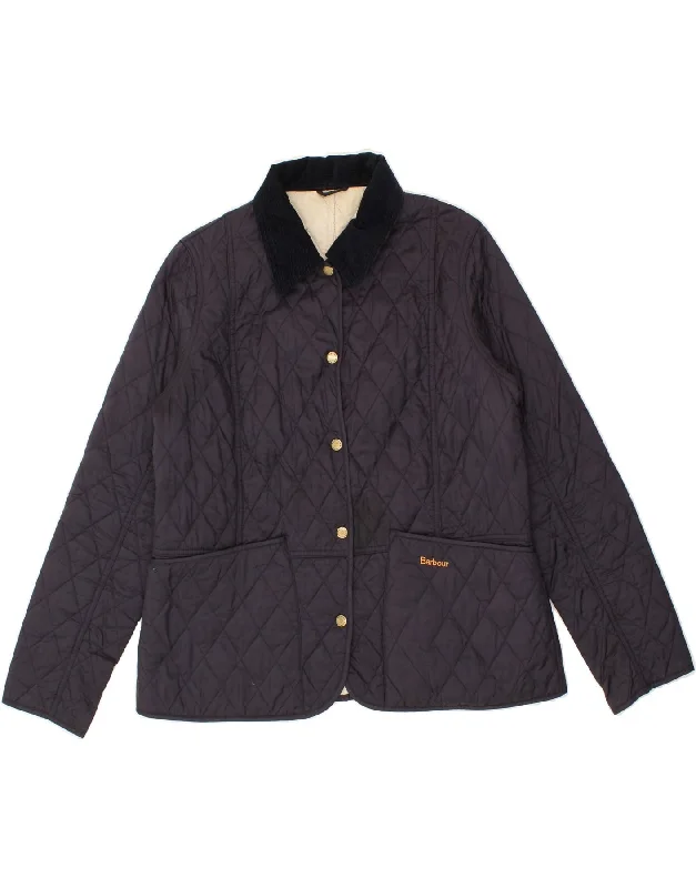 BARBOUR Womens Quilted Jacket UK 16 Large  Navy Blue Polyamide