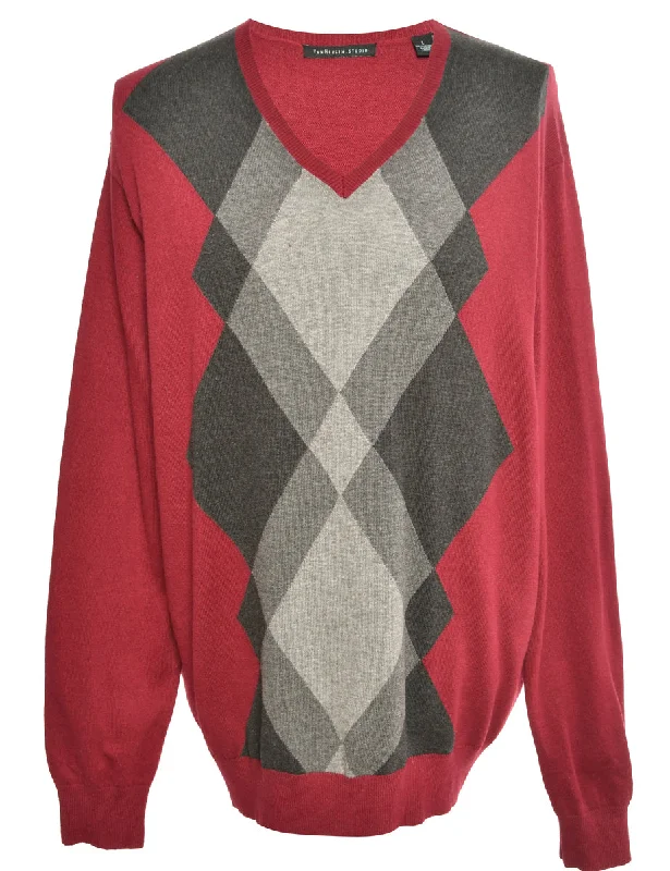 Maroon Van Heusen Argyle Jumper - L