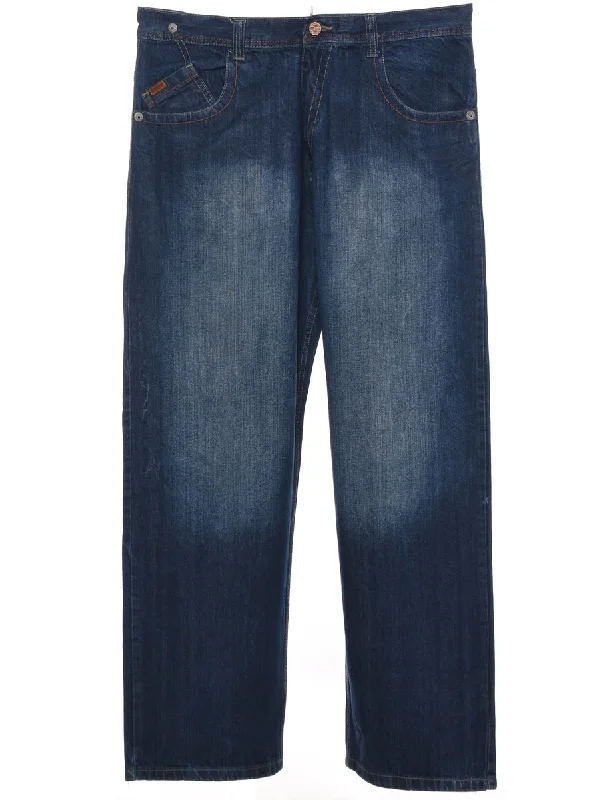 Medium Wash Straight Fit Jeans - W40 L33