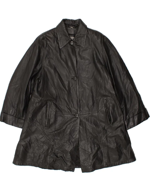 MEUCCI FIRENZE Womens Leather Coat IT 44 Medium Black