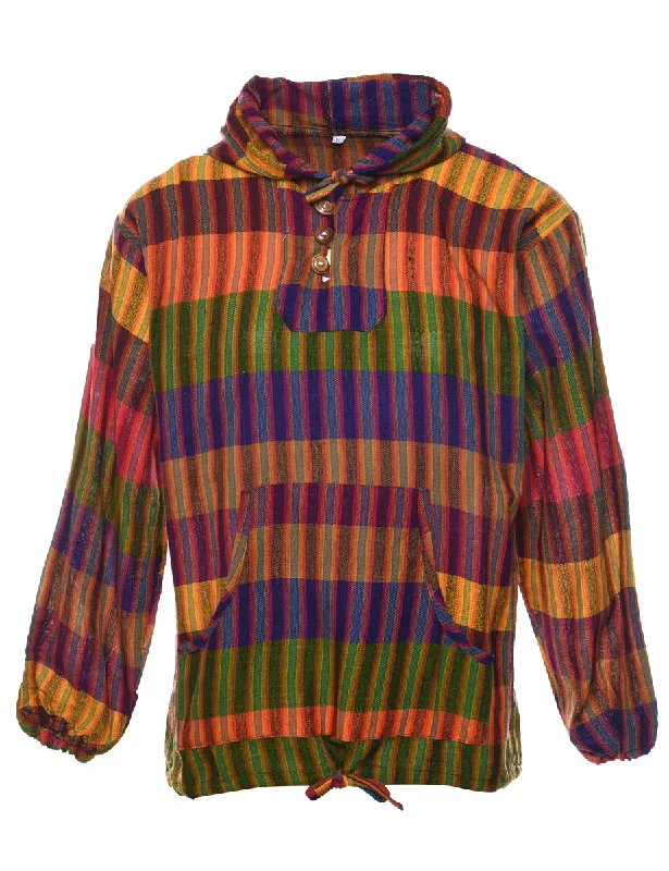 Multi-colour Checked Baja Hoodie - S