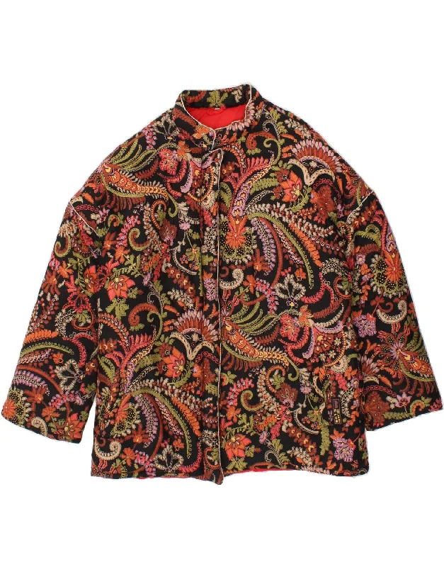 VINTAGE Womens Bomber Jacket EU 42 Large Multicoloured Floral