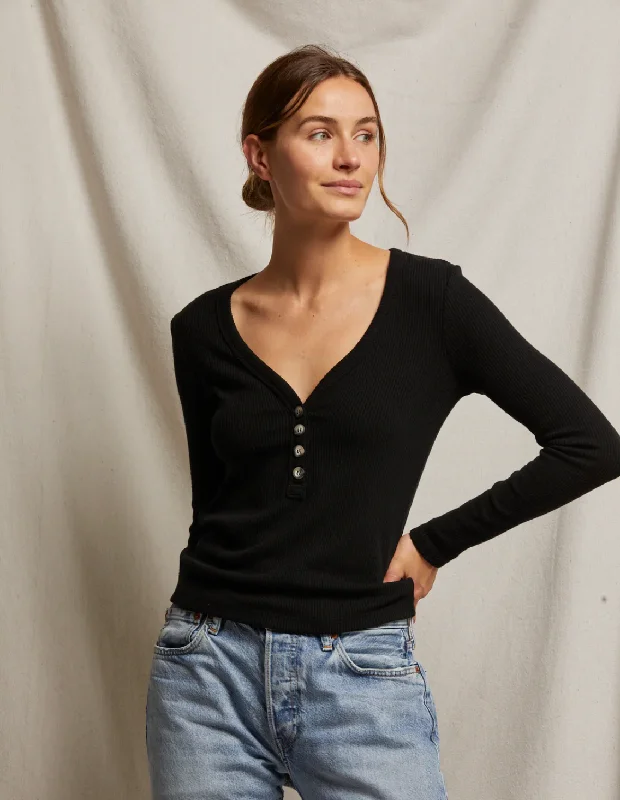 sweater rib long sleeve vneck