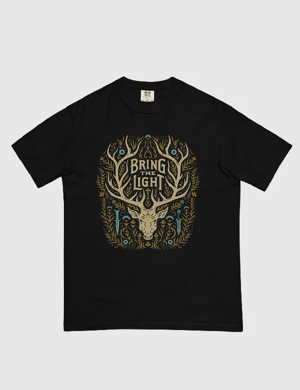 Shadow and Bone Bring the Light Men’s Garment-dyed Heavyweight T-shirt [Black]