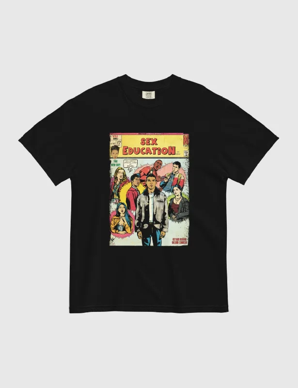 Sex Education Yellow Comic Unisex Heavyweight T-Shirt [Black]