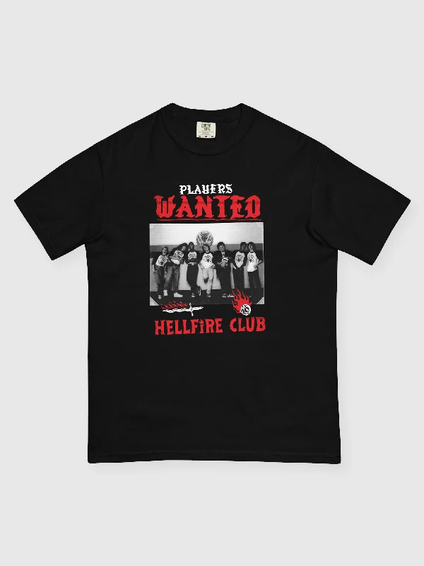 Hellfire Club Wanted Men’s Garment-Dyed Heavyweight T-Shirt [Black]