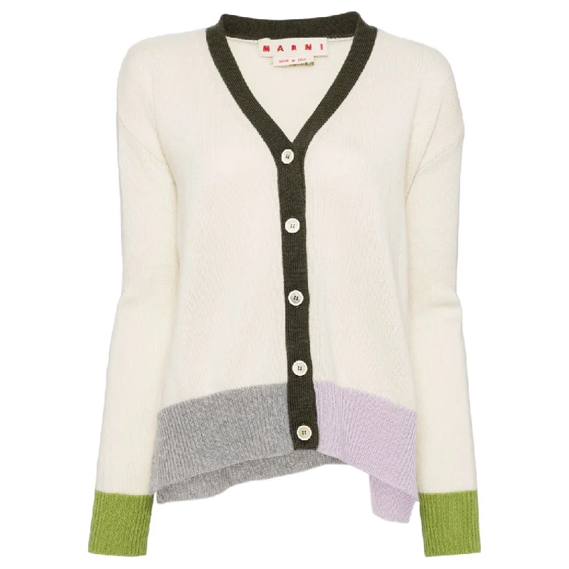 COLOR-BLOCK CASHMERE CARDIGAN