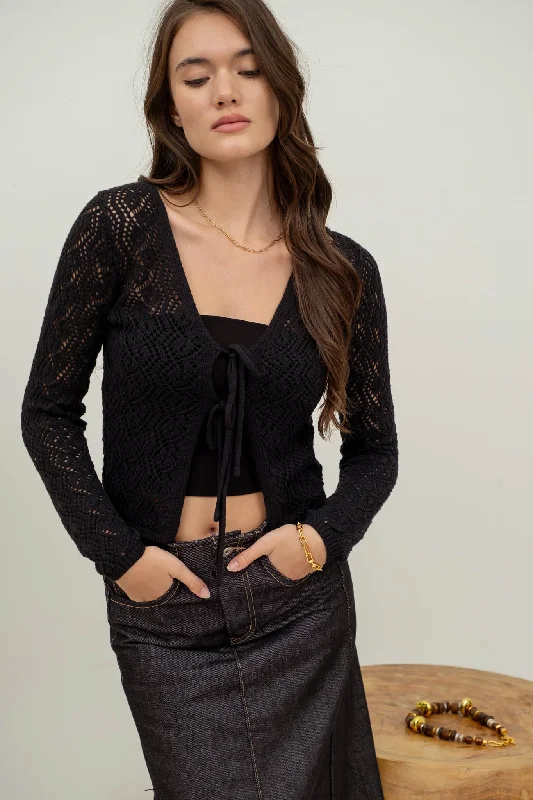 CROCHET FRONT TIE CARDIGAN