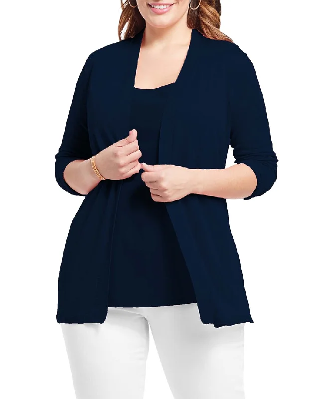 NIC+ZOE Plus Lightweight Long Boc Linen-Blend Cardigan