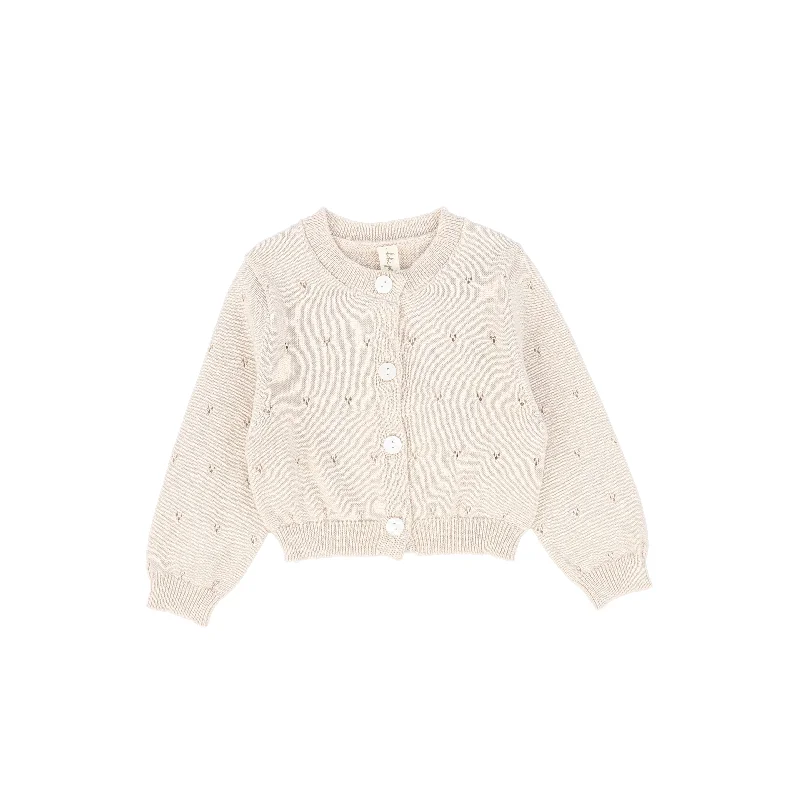 Bebe Jolee Beige Pointelle Knit Button Cardigan [FINAL SALE]