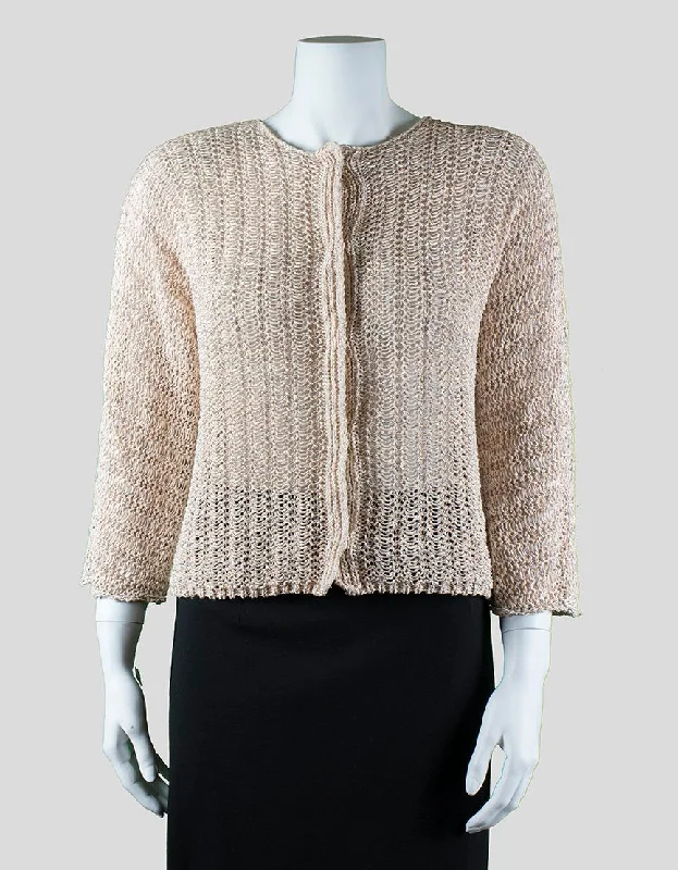 Emporio Armani Peach And Metallic Snap Front Soft Shoulder Cardigan Size 38