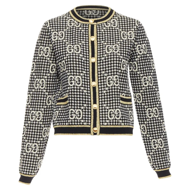 Gucci monogram jacquard preppy cardigan