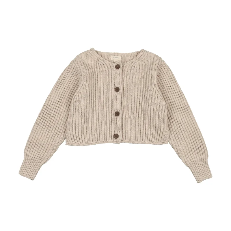 LIL LEGS TAN CHUNKY KNIT CARDIGAN [FINAL SALE]