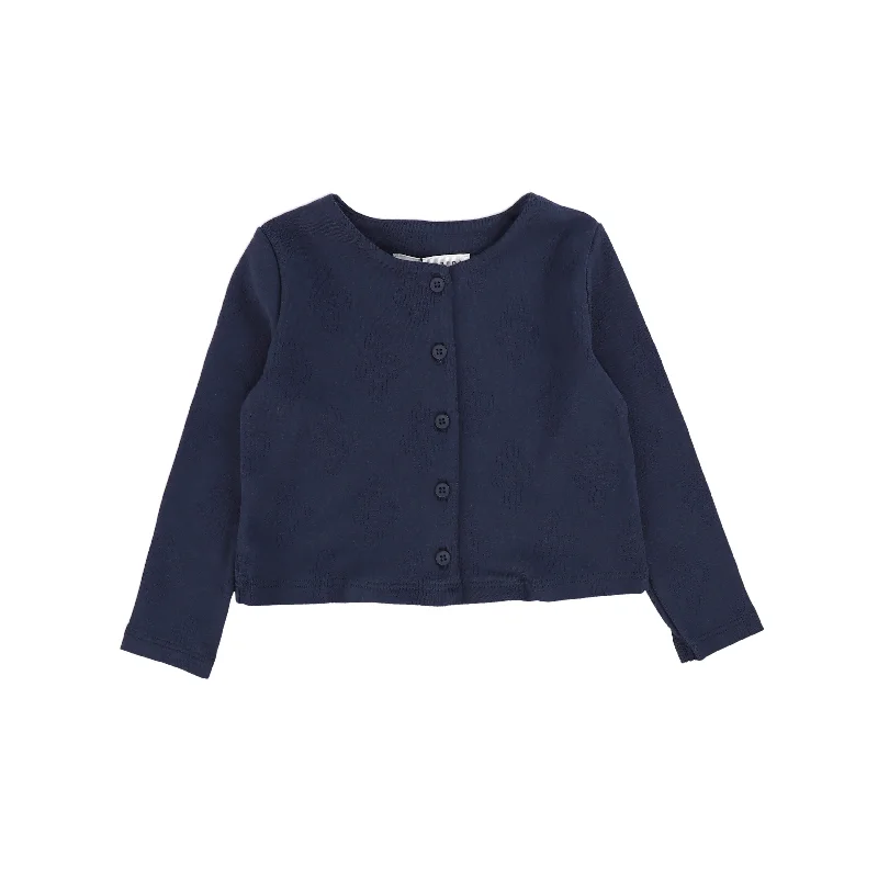 LITTLE PARNI NAVY DETAILED PRINT CARDIGAN [FINAL SALE]