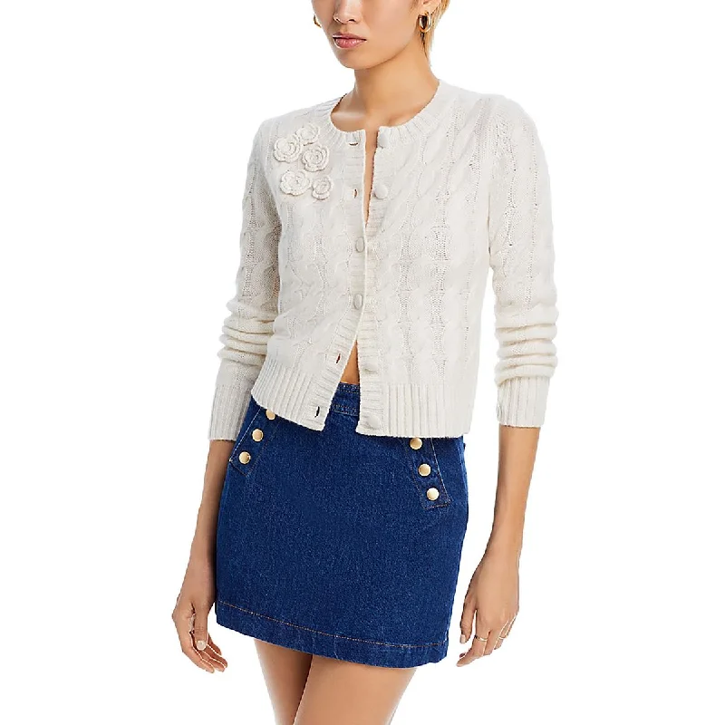 Womens Cashmere Embellished Cardigan Sweater