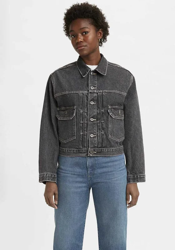 Levis® Womens Denim Trucker Jacket, Dark Grey 0005