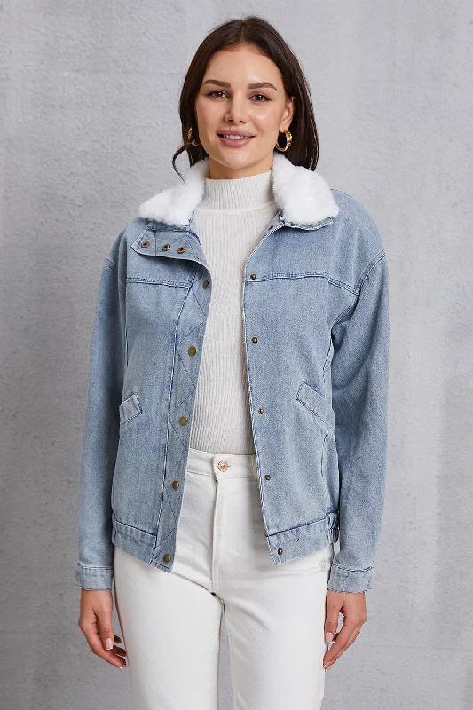 MeiMei Snap Down Collared Neck Denim Jacket