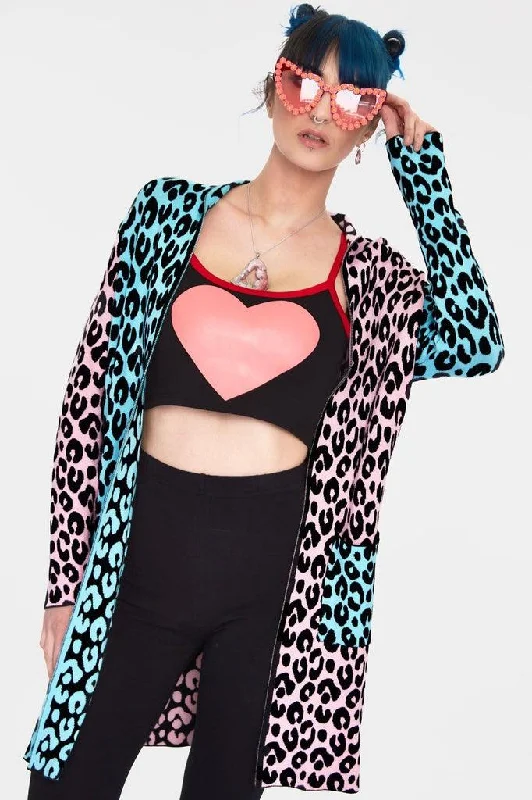 Multi Pastel Leopard Print Cardigan