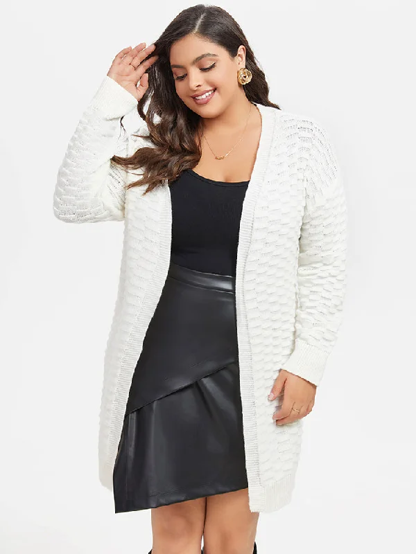 Pointelle Knit Drop Shoulder Cardigan