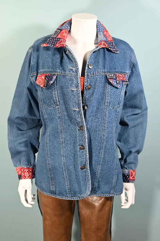 90s Denim Chore Jacket Bandana Accents L