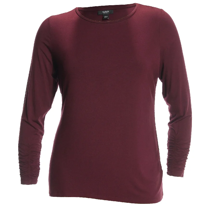 Alfani Red or Blue Long Ruched Sleeve Crew Neck Shirt