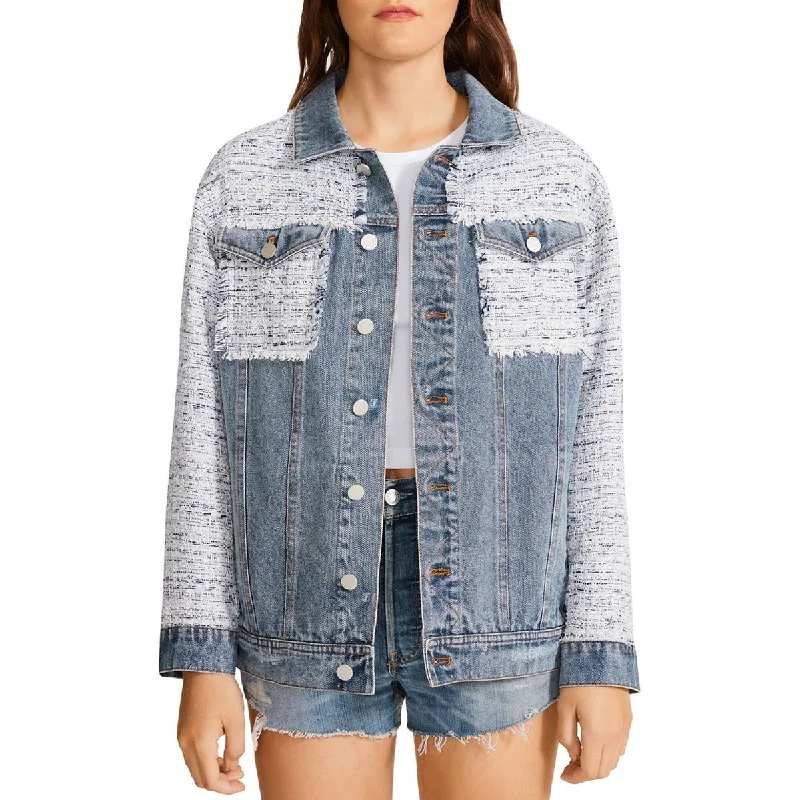 BB Dakota by Steve Madden Womens Denim Tweed Trucker Jacket