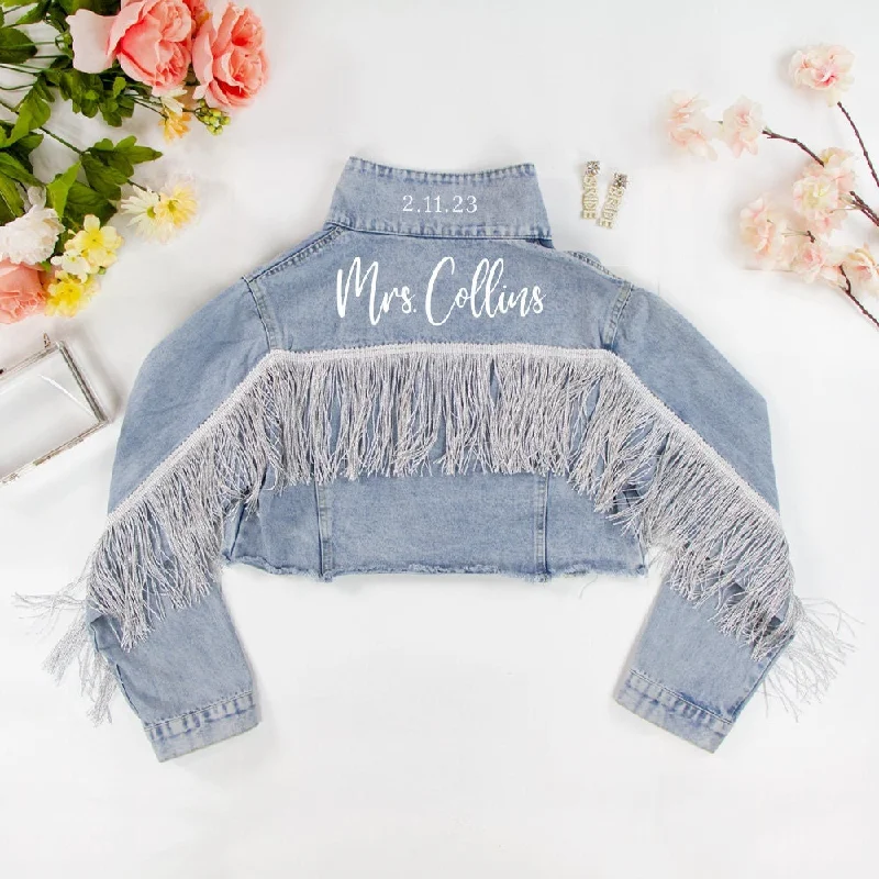 (Blue Fringe) Bachelorette Party Denim Jacket