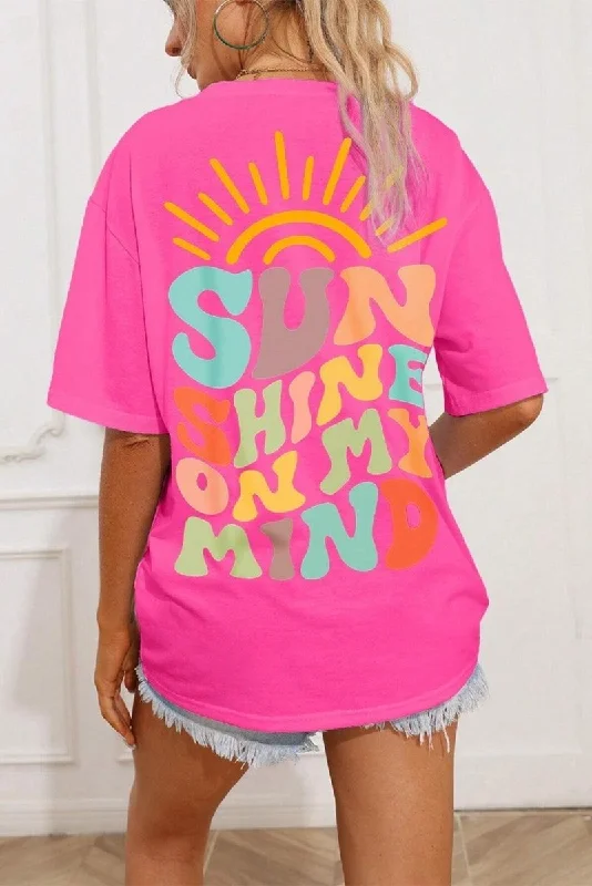 Bright Pink "SUNSHINE ON MY MIND" Graphic Shirt