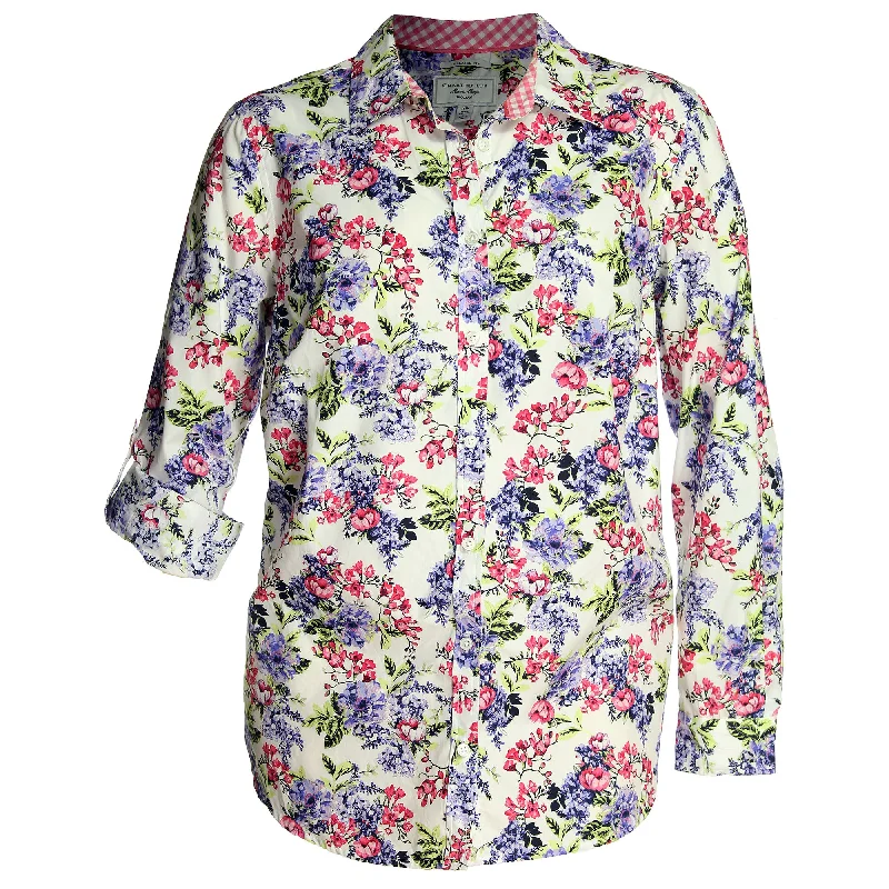 Charter Club Multi Color Floral Convertible Sleeve Button Down Shirt