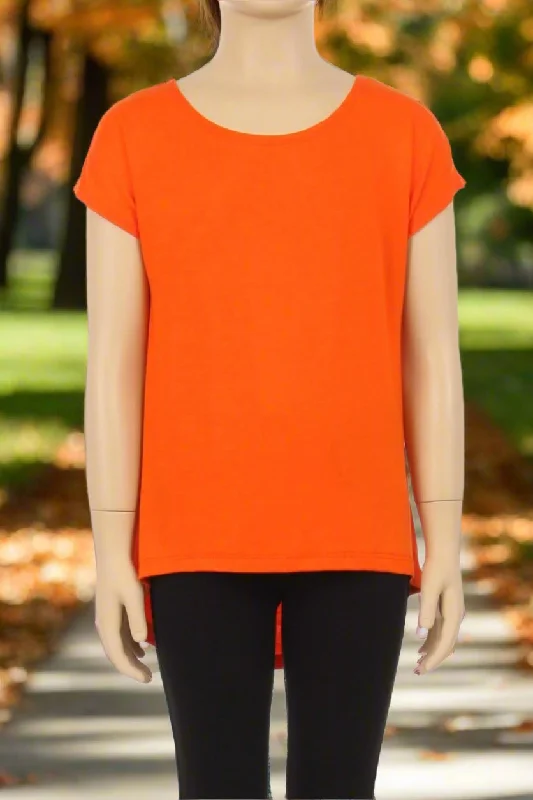 Girls Orange Top, Kids Short Sleeve Shirt, Sizes S/M/L, Orange