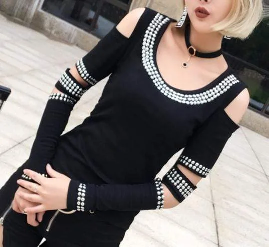 Gothic Diamonds Off Shoulder T-Shirt