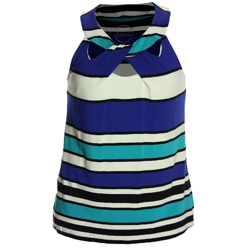 INC Striped Sleeveless Cutout Shirt