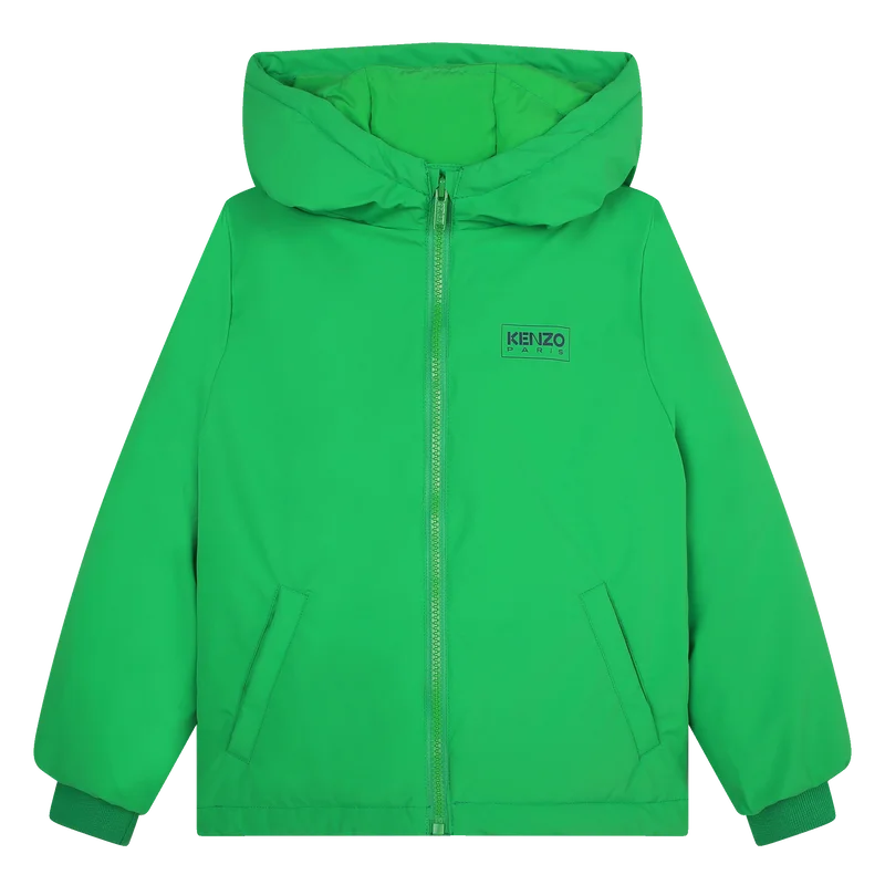 Kenzo Kids Water-Repellent Hooded Puffer Jacket - Lime - 6Y