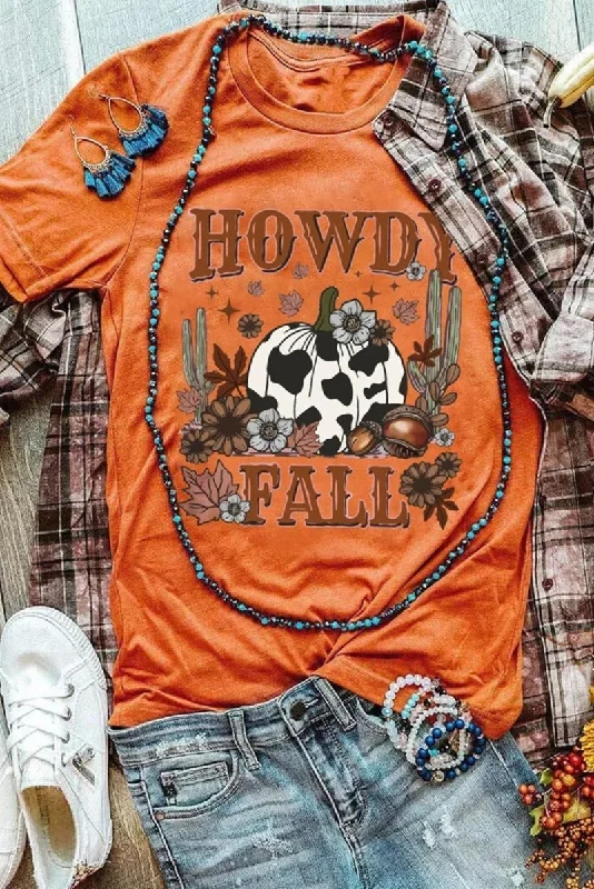 Orange "HOWDY FALL" Western Pumpkin T-Shirt