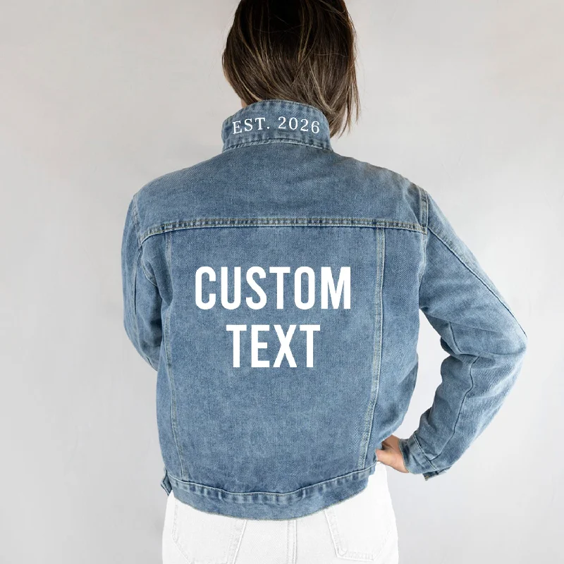 (Blue Denim) Personalized Denim Jacket for Brides