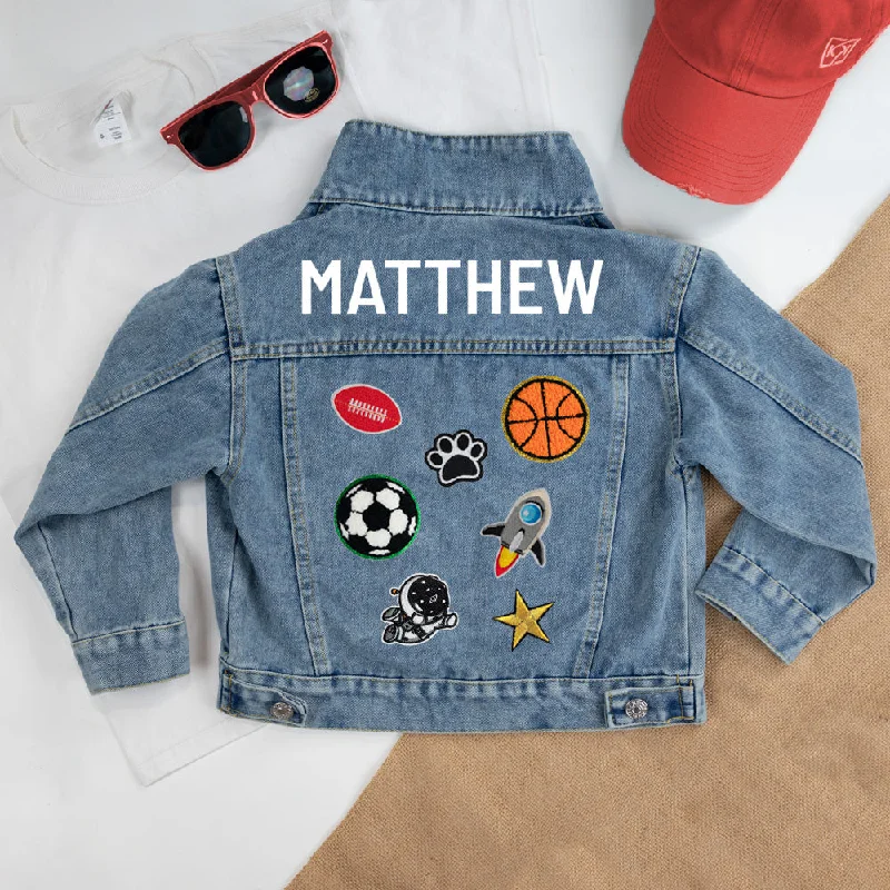 (Blue Denim) Personalized Patched Denim Jacket