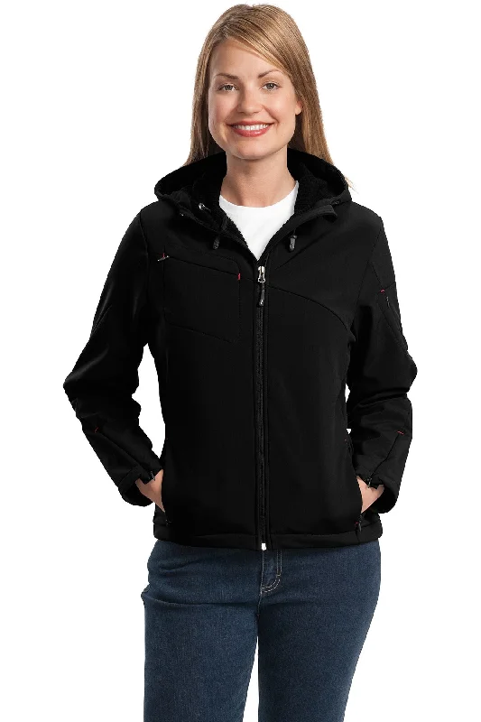 Port Authority Women's Textured Hooded Soft Shell Jacket. L706