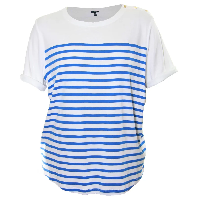 Ralph Lauren Blue & White Striped Short Sleeve Knit Top Shirt