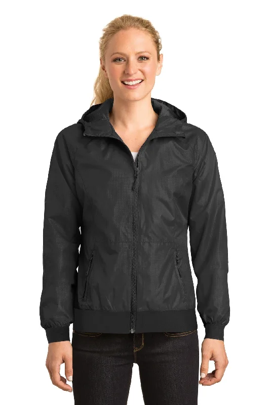 Sport-Tek Women's Embossed Hooded Wind Jacket LST53