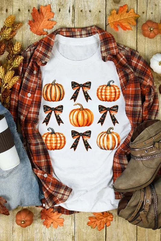 Halloween Pumpkin Bow Knot T-Shirt