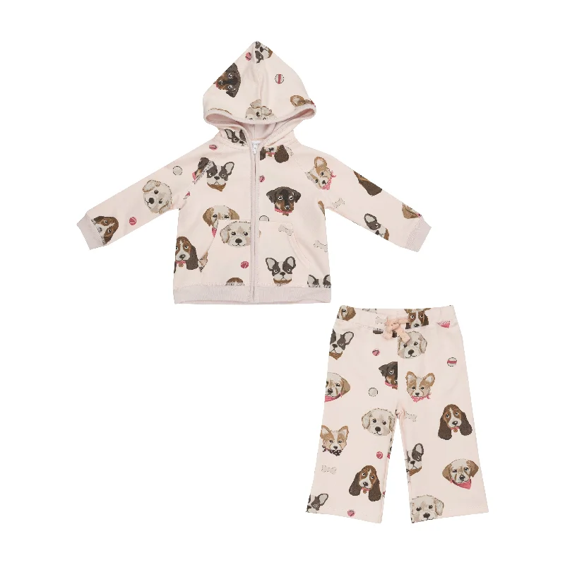 2 Piece Girls Pretty Puppy Hoodie & Pants