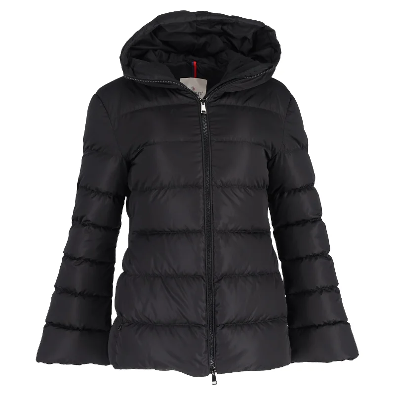 Moncler Dera Hooded Quilted Down Jacket in Black Nylon