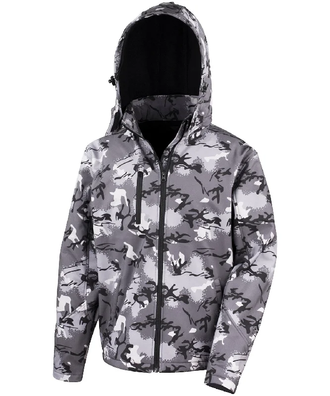 Camo TX performance hooded softshell jacket | Camo Charcoal